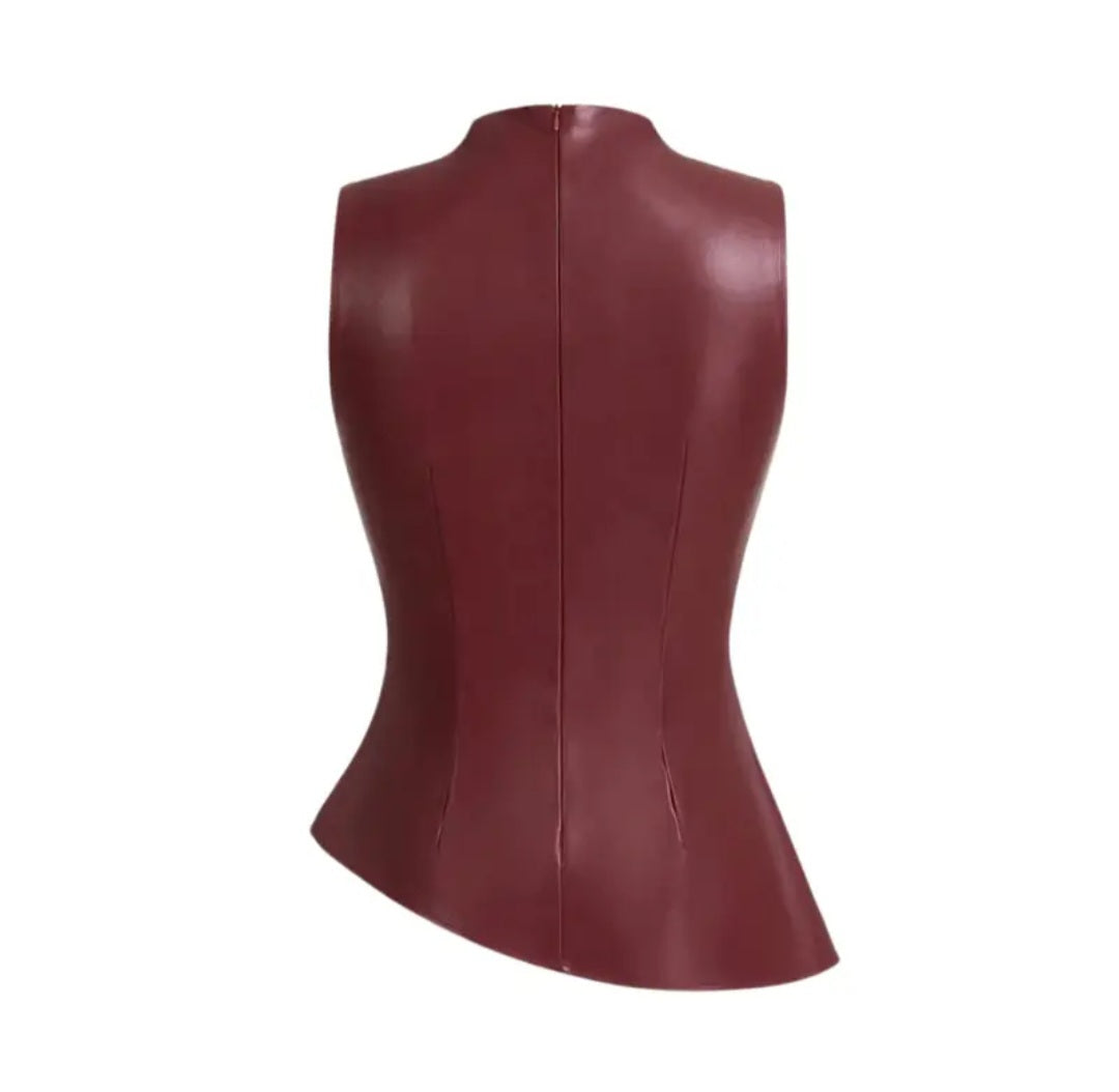 Mimi red leatherette Top