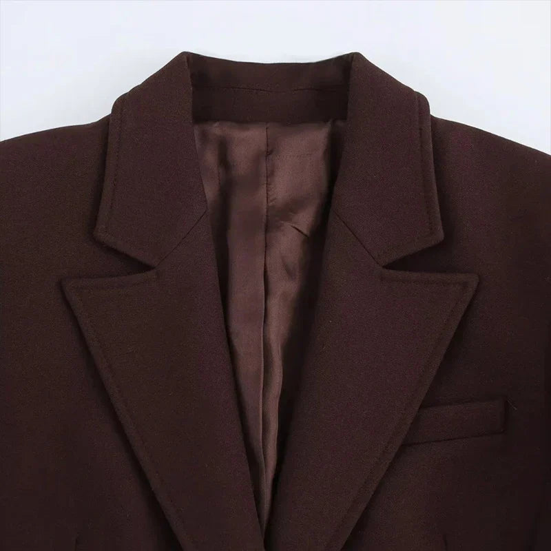 Brown Classic Blazer und Rock Set